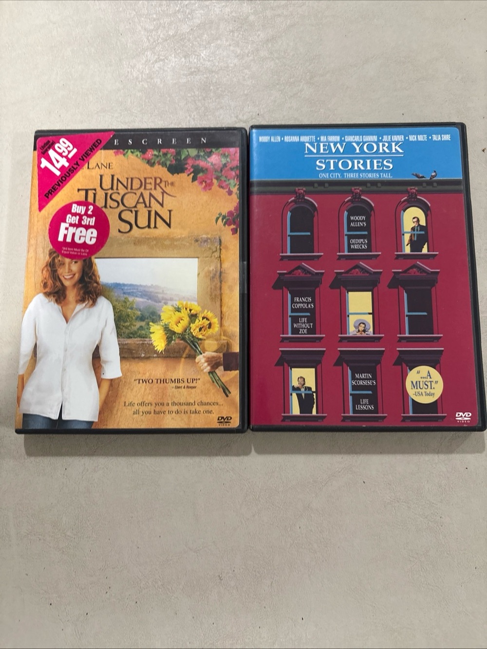 Under the Tuscan Sun & New York Stories DVD Set - lot of 2
